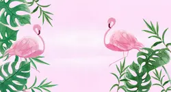 پوستر دیواری طرح فلامینگو و برگ W12020400 - خرید با بهترین قیمت - والینو