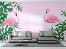 پوستر دیواری طرح فلامینگو و برگ W12020400 - خرید با بهترین قیمت - والینو