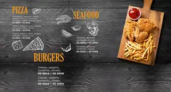 پوستر دیواری طرح منو فست فود W12017600 - خرید با بهترین قیمت - والینو