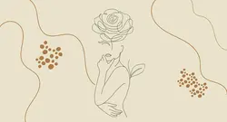 پوستر دیواری طرح مینیمال دختر و گل W12020200 - خرید با بهترین قیمت - والینو