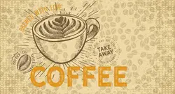 پوستر دیواری کافی شاپ طرح لیوان قهوه W12016900 - خرید با بهترین قیمت - والینو