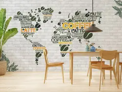 پوستر دیواری کافی شاپ طرح نقشه و قهوه W12017110 - خرید با بهترین قیمت - والینو