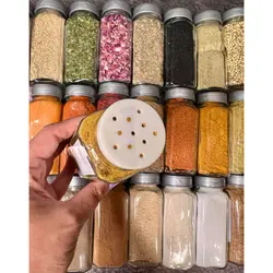 پک 24 عددی ادویه کاربردی با شیشه چهارگوش در پلاستیکی ادویه پاش