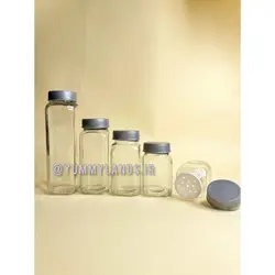 شیشه چهارگوش با در ادویه پاش پلاستیکی