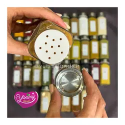 پک ادویه 36تایی عروس با شیشه های مربعی ادویه پاش در استیل