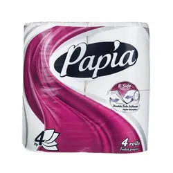 دستمال توالت پاپیا 4 لایه بسته 4 عددی