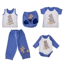 ست 5 تکه لباس نوزادی آدمک طرح خرس پشمالو آبی