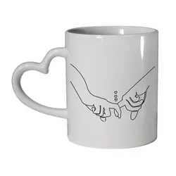 ماگ ساده دسته قلبی با چاپ طرح دلخواه