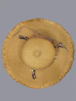 کلاه ساحلی صدفی رنگ شتری لبه 15 سانتی کد 5771