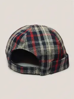 کلاه لئونی چهارخونه کتان چند رنگی کد 8904