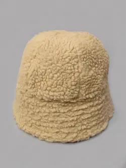 کلاه باکت مخروطی کرم چرم و تدی کد 6641