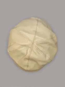 کلاه باکت مخروطی کرم چرم و تدی کد 6641