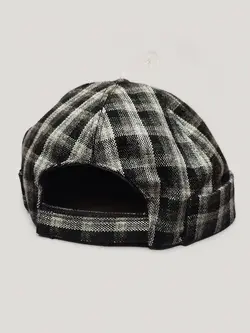 کلاه لئونی چهارخونه مشکی و طوسی کد 5156