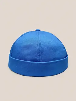 کلاه لئونی کتان رنگ آبی طرح ساده کد 1354