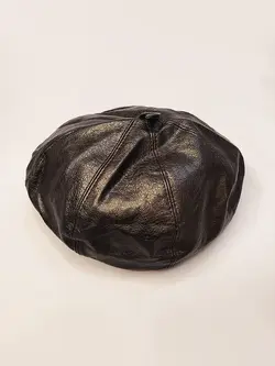 کلاه فرانسوی برت چرم مشکی لاکچری کد 2512