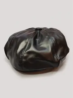 کلاه کاپیتانی چرم مشکی اصل کد 1475