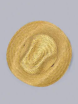 کلاه کابوی حصیری کرم طرح PLLL MLLL کد 8693