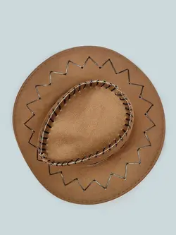 کلاه کابوی رنگ قهوه ای جنس نمد و چرمی کد 8864