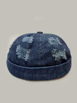 کلاه لئونی جین آبی زاپ دار اورجینال کد 8249