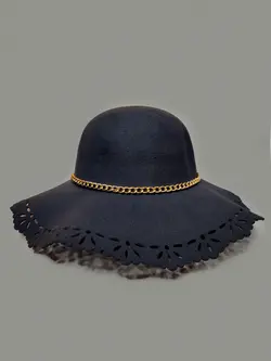 کلاه شهرزادی سرمه ای کارتیردار لبه 10 سانتی کد 4007