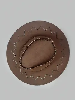 کلاه کابوی نمدی رنگ قهوه ای تیره بند دار کد 3922