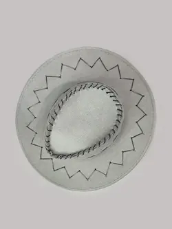 کلاه کابوی رنگ طوسی نمدی با بند چرم کد 4657