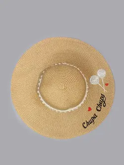 کلاه ساحلی رنگ شتری مرواریدی Chupa Chups لبه 12 سانتی کد 7671