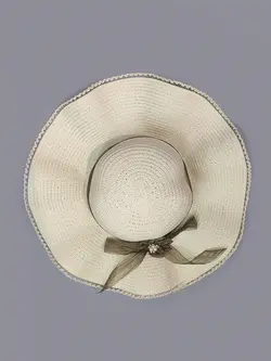 کلاه ساحلی رنگ نباتی مدل پاپیونی لبه 11 سانتی کد 3213