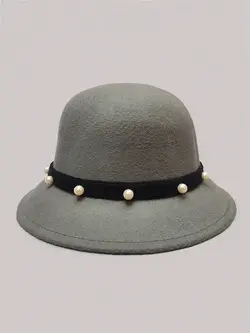 کلاه شهرزادی طوسی مدل دور مرواریدی کد 1798