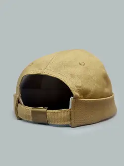 کلاه لئونی کتان طرح بغل NY گلدوزی رنگ کرم کد 3294