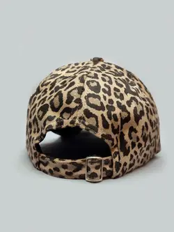 کلاه کپ کتان طرح پلنگی کرم قهوه ای اورجینال کد 9587