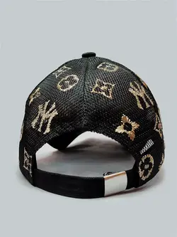 کلاه کپ مشکی پشت توری NY طلایی اورجینال کد 1818