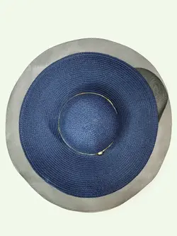 کلاه ساحلی رنگ سرمه ای تور و حصیر لبه 16 سانتی اورجینال کد 3716