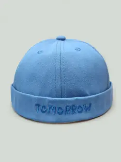 کلاه لئونی کتان آبی طرح TOMORROW کد 4123