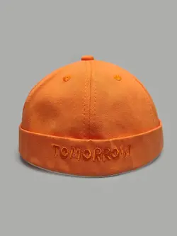 کلاه لئونی کتان نارنجی طرح TOMORROW کد 3792