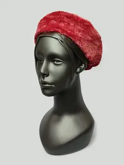 کلاه فرانسوی برت خزدار لطیف رنگ قرمز شرابی کد 3518