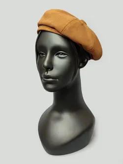 کلاه فرانسوی برت کتان ساده رنگ شتری کد 9886