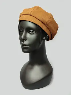 کلاه فرانسوی برت کتان ساده رنگ شتری کد 9886