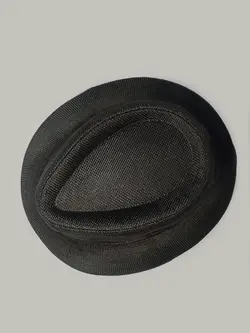 کلاه شاپو کتان مشکی کمربند دار کد 9532