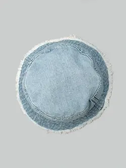 کلاه باکت جین آبی روشن وارداتی ریشه دار کد 8595
