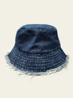 کلاه باکت جین سرمه ای تیره وارداتی ریشه دار کد 8931