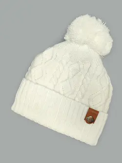 کلاه بافتنی Zara سفید پوم دار تو کرکی کد 2265