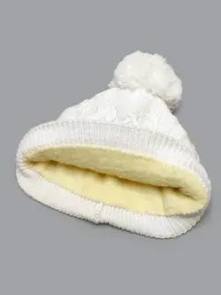 کلاه بافتنی Zara سفید پوم دار تو کرکی کد 2265