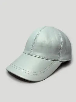 کلاه کپ چرم طبیعی ترک رنگ آبی آسمانی کد 8083