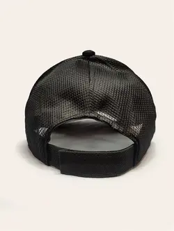 کلاه گورین مشکی کتان پشت تور طرح ساده کد 5493