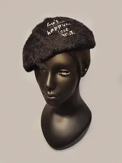 کلاه برت موهر مشکی طرح WDX کد 9338