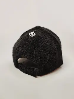کلاه کپ مشکی ساده موهر دار کد 5397