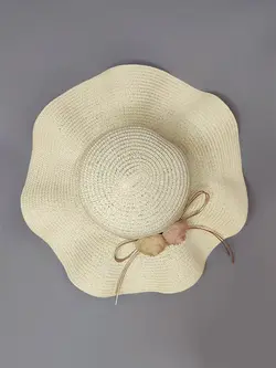 کلاه ساحلی حصیری گلدار لبه 10 سانتی کد 6325
