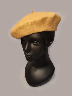 کلاه برت فرانسوی پشمی رنگ کرم کد 4758