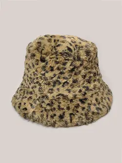 کلاه باکت پشمی اورجینال طرح پلنگی کد 8408